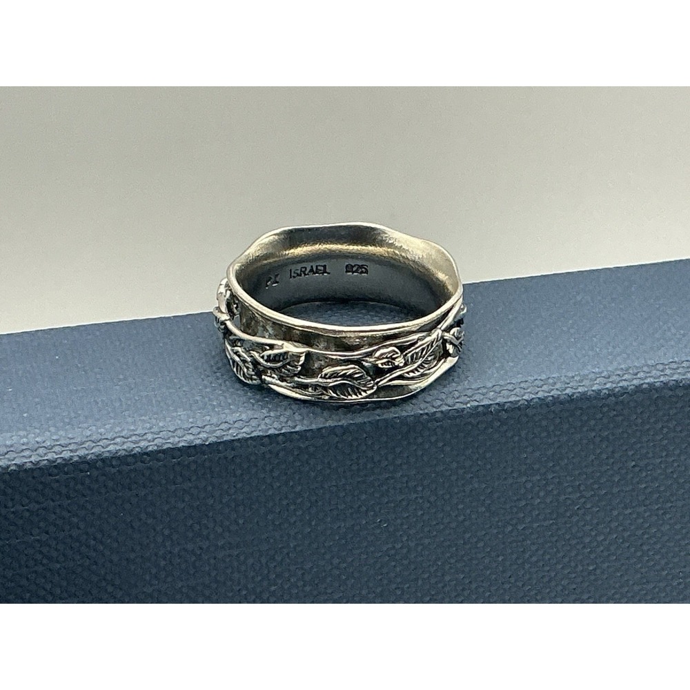 Or Paz 925 Sterling Silver Leaf Vine Spinner Band Ring Size 6 Israel J445082